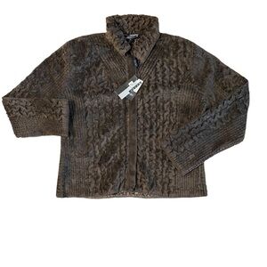 Zashi New Reversible Jacket Womens Large Coat 1-Brown Fur 2-Silky Retail $124